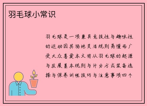 羽毛球小常识